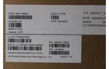 Lenovo 5M11N96631 MECH_ASM FRU KBD CCV BEL BL(LTN) UK BK