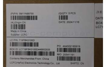 Lenovo 5M11N99755 MECH_ASM FRU KBD CCV FRA (CHY) UK BK
