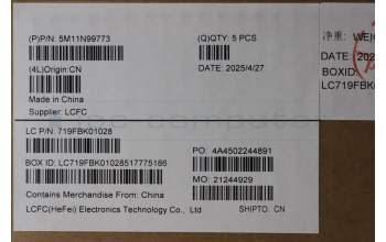 Lenovo 5M11N99773 MECH_ASM FRU KBD CCV NOR (CHY) UK BK