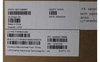 Lenovo 5M11N99867 C-Cover with keyboard, Hungarian, Black, Backlight, UK