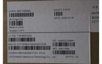 Lenovo 5M11N99896 MECH_ASM FRU KBD CCV SWS BL (CHY) UK BK