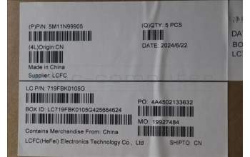 Lenovo 5M11N99905 MECH_ASM FRU KBCCV EURO ENG BL(CHY)US BK