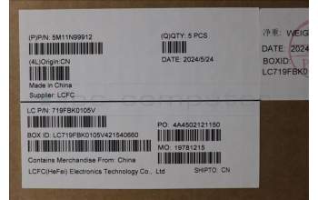 Lenovo 5M11N99912 MECH_ASM FRU KBD CCV BUL BL(LTN) UK BK