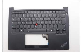 Lenovo 5M11P32355 C-Cover with keyboard, German, Black, Backlight, UK