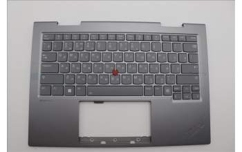 Lenovo 5M11P35058 C-Cover with keyboard, Russian, Luna Grey, Fingerprint, WWAN, US