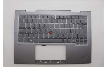 Lenovo 5M11P35096 C-Cover with keyboard, Slovenian, Luna Grey, Fingerprint, WWAN, UK