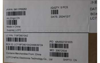 Lenovo 5M11P69262 C-Cover with keyboard, French, Black, Backlight, US