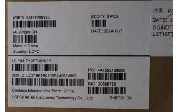 Lenovo 5M11P69398 C-Cover with keyboard, Danish, Black, Backlight, UK