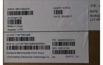 Lenovo 5M11Q54279 MECH_ASM KBD UK BK BL (LTN) WW UK BK