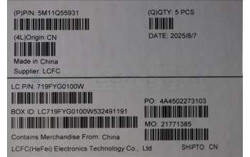 Lenovo 5M11Q55931 C-Cover with keyboard, Bulgarian, Deep Black, FingerPrint Reader, WLAN, UK