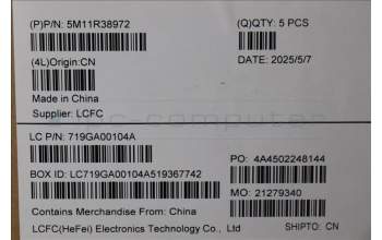 Lenovo 5M11R38972 C-Cover with keyboard, Spanish, Luna Grey, FingerPrint Reader, WLAN, UK