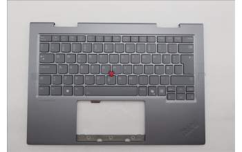 Lenovo 5M11R39525 C-Cover with keyboard, Norwegian, Luna Grey, FingerPrint Reader, WWAN, UK