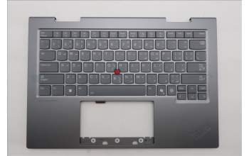 Lenovo 5M11R91403 C-Cover with keyboard, Arabic, Grey, Backlight, FingerPrint Reader, US