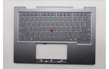 Lenovo 5M11R91404 C-Cover with keyboard, Arabic, Grey, Backlight, FingerPrint Reader, US