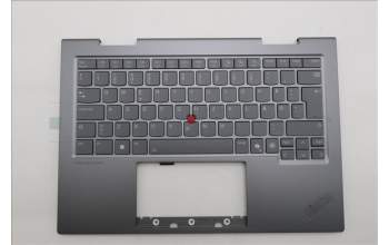 Lenovo 5M11R91416 C-Cover with keyboard, Danish, Grey, Backlight, FingerPrint Reader, UK