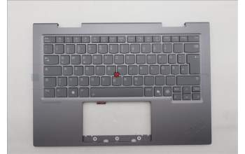 Lenovo 5M11R91427 C-Cover with keyboard, German, Grey, Backlight, FingerPrint Reader, UK
