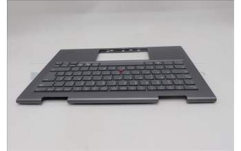 Lenovo 5M11R91427 C-Cover with keyboard, German, Grey, Backlight, FingerPrint Reader, UK
