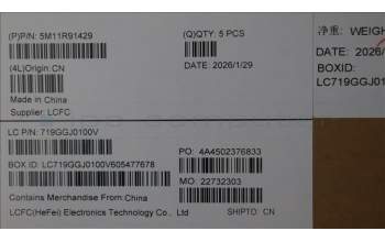 Lenovo 5M11R91429 C-Cover with keyboard, Greek, Grey, Backlight, FingerPrint Reader, US