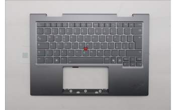 Lenovo 5M11R91437 C-Cover with keyboard, Italian, Grey, Backlight, FingerPrint Reader, UK