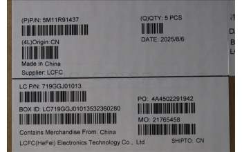 Lenovo 5M11R91437 C-Cover with keyboard, Italian, Grey, Backlight, FingerPrint Reader, UK