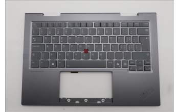 Lenovo 5M11R91462 C-Cover with keyboard, Switzerland, Grey, Backlight, FingerPrint Reader, UK