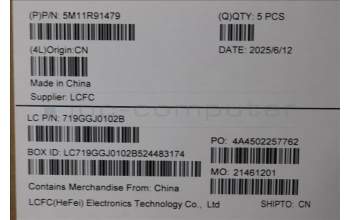 Lenovo 5M11R91479 C-Cover with keyboard, Belgian, Grey, Backlight, FingerPrint Reader, WWAN, UK