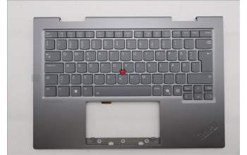 Lenovo 5M11R91489 C-Cover with keyboard, Danish, Grey, Backlight, FingerPrint Reader, WWAN, UK