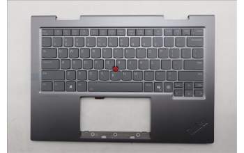 Lenovo 5M11R91496 C-Cover with keyboard, US English Euro, Grey, Backlight, FingerPrint Reader, WWAN, US