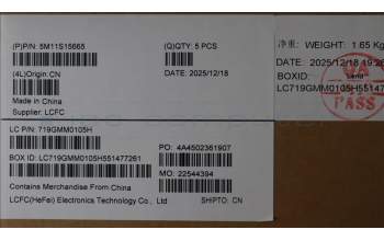 Lenovo 5M11S15665 C-Cover with keyboard, UK English, Black, Backlight, UK