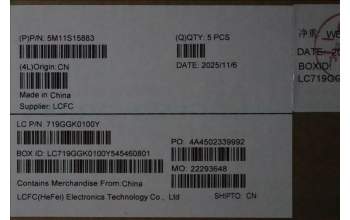 Lenovo 5M11S15883 C-Cover with keyboard, Czech Slovakian, Black, Backlight, UK