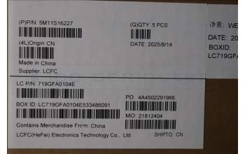 Lenovo 5M11S16227 C-Cover with keyboard, Italian, Black, Backlight, UK