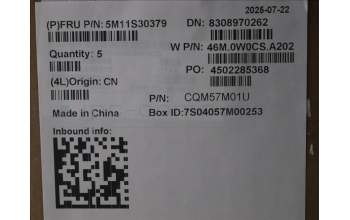 Lenovo 5M11S30379 C-Cover with keyboard, Spanish, Luna Grey, Backlight, No World Face Camera, Heat Staking, UK