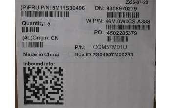 Lenovo 5M11S30496 C-Cover with keyboard, French, Luna Grey, Backlight, World Face Camera, Heat Staking, US