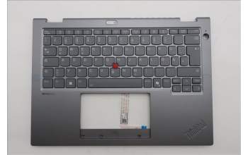Lenovo 5M11S30504 C-Cover with keyboard, German, Luna Grey, Backlight, World Face Camera, Heat Staking, UK