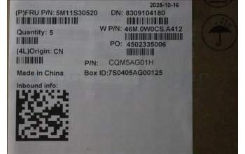 Lenovo 5M11S30520 C-Cover with keyboard, Nordic, Luna Grey, Backlight, World Face Camera, Heat Staking, UK