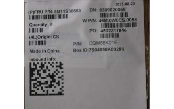 Lenovo 5M11S30653 C-Cover with keyboard, French, Black, Non-Backlight, Heat Staking, US