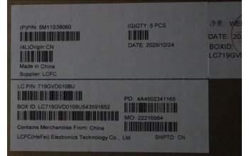 Lenovo 5M11S38060 C-Cover with keyboard, Spanish, Black, Backlight, UK