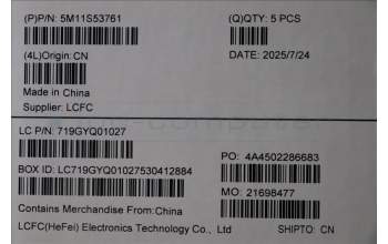 Lenovo 5M11S53761 C-Cover with keyboard, Spanish, Black, Backlight, UK