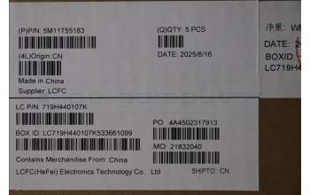 Lenovo 5M11T55183 C-Cover with keyboard, Portuguese, Black, Backlight, Smart Card Reader, UK