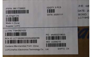 Lenovo 5M11T58820 MECH_ASM BKLT KB NP BK EURO ENG LTN