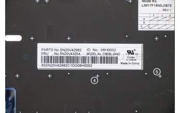 Lenovo 5N20V43054 Keyboard Internal, Norwegian, Black, Backlight, UK