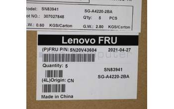 Lenovo 5N20V43604 Keyboard Internal, UK English, Non-Backlight, Silver, UK
