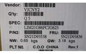 Lenovo 5N21D93836 NB_KYB CS22 NM TOP,GR-BL,CHY,058 FRA