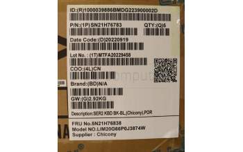 Lenovo 5N21H76838 Keyboard Internal, Portuguese, Black, Backlight, UK