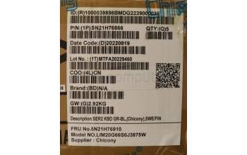 Lenovo 5N21H76910 Keyboard Internal, Swedish/Finnish, Grey, Backlight, UK