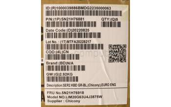 Lenovo 5N21H76918 Keyboard Internal, US English Euro, Grey, Backlight, US