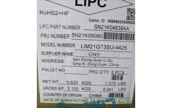 Lenovo 5N21K05060 Keyboard Internal, Russian, Non-BackLight, US