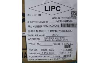 Lenovo 5N21K05068 NB_KYB CS23 NM TOP,BK-NBL,CHY,KOR