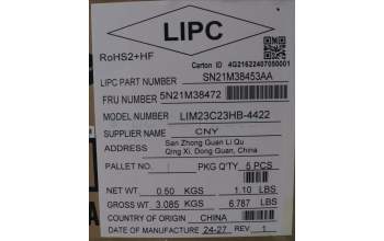 Lenovo 5N21M38472 Keyboard Internal, Hebrew, Black, Non-Backlight, US