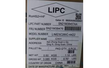 Lenovo 5N21M38476 Keyboard Internal, Icelandic, Black, Non-Backlight, UK